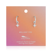 Load image into Gallery viewer, Hoops with Drop - Starburst (silver) - BRILLIANT