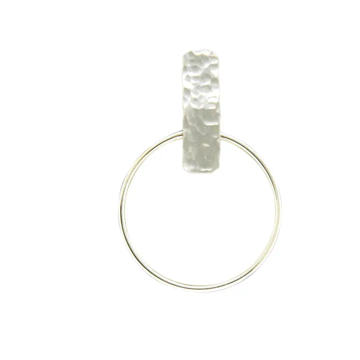 P56 Hammered Bar Dangling Circle Post Earring