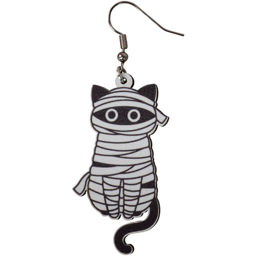 WOOD MUMMY CATS EARRING