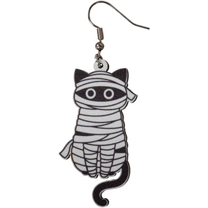 WOOD MUMMY CATS EARRING