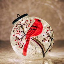 Load image into Gallery viewer, Snow Branch Glass Ornament with LED String Lights — Christmas, Holiday Ornaments