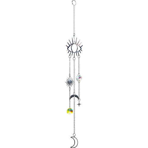 Crystal Hanging String-AB Mini Discs &Evil Eye & Moon Charms