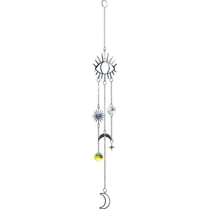Crystal Hanging String-AB Mini Discs &Evil Eye & Moon Charms