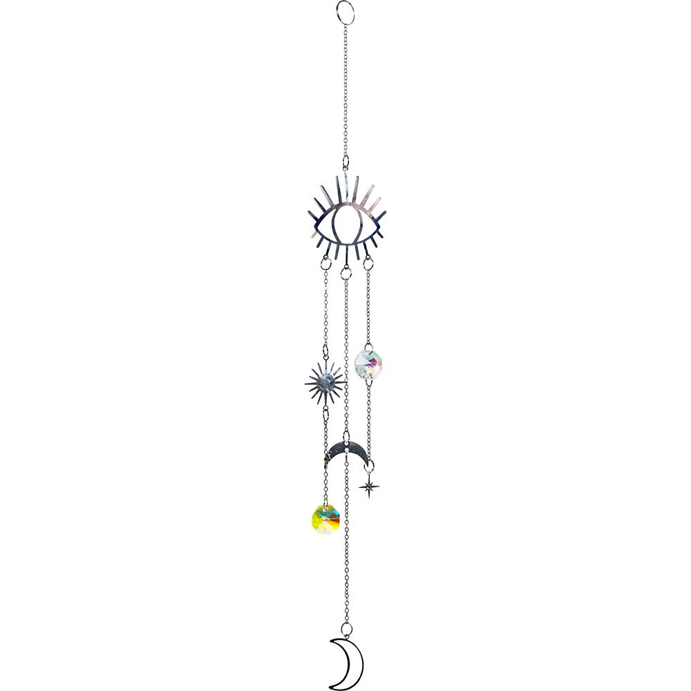 Crystal Hanging String-AB Mini Discs &Evil Eye & Moon Charms
