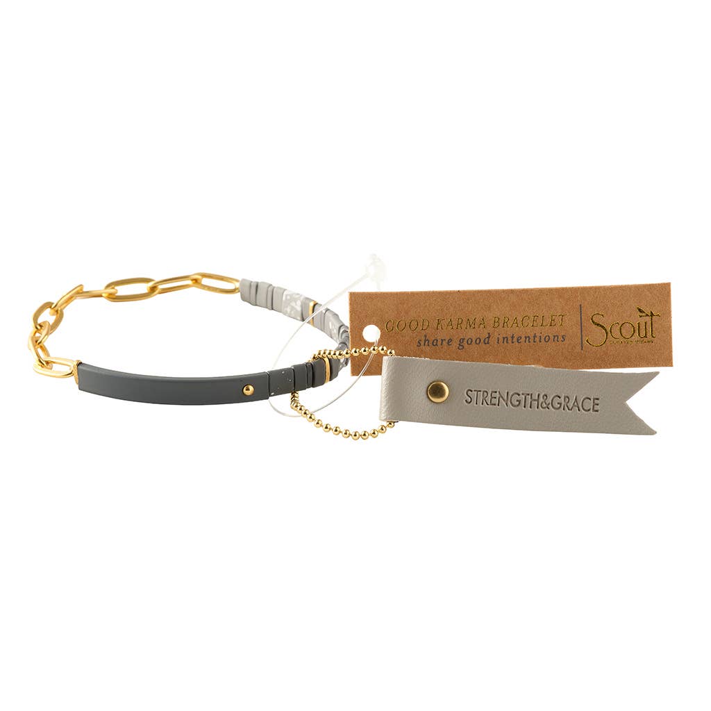 Good Karma Ombre w/Chain Bracelet - Strength & Grace Charcoa