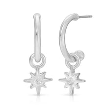 Load image into Gallery viewer, Hoops with Drop - Starburst (silver) - BRILLIANT