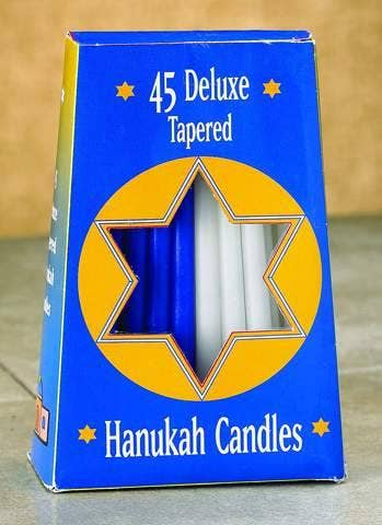 Blue and White Hanukah Candl- box of 45
