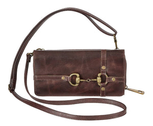 Horse Snaffle Bit Leather Cross Body Wallet