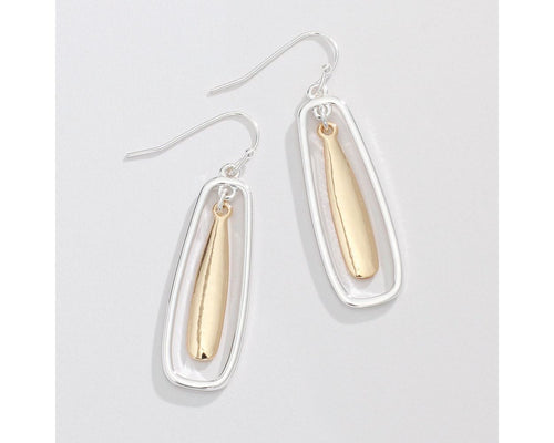 Two-tone polished dangle drops earrings