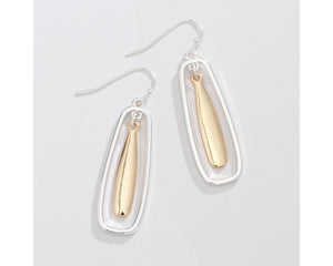 Two-tone polished dangle drops earrings