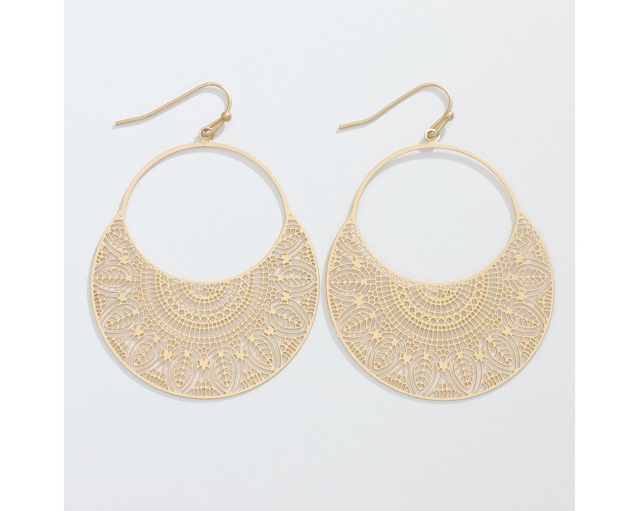 2" Unique gold open filigree earrings