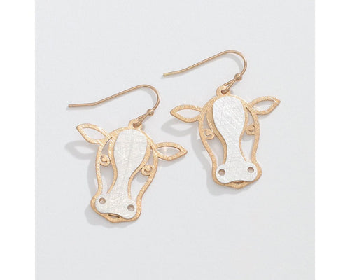 Brushed two-tone moo cow Earrings