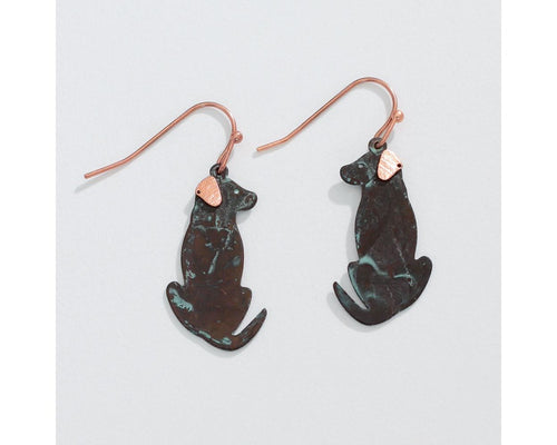 Patina puppies with adorable copper ears earrings