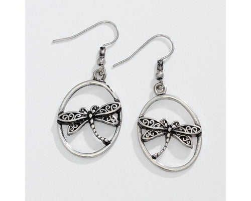 Silver with filigree dragonflies earrings