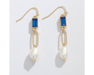 Faceted blue crystals & pearls  earrings