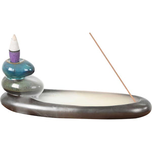 Ceramic Backflow & Incense Holder - Zen