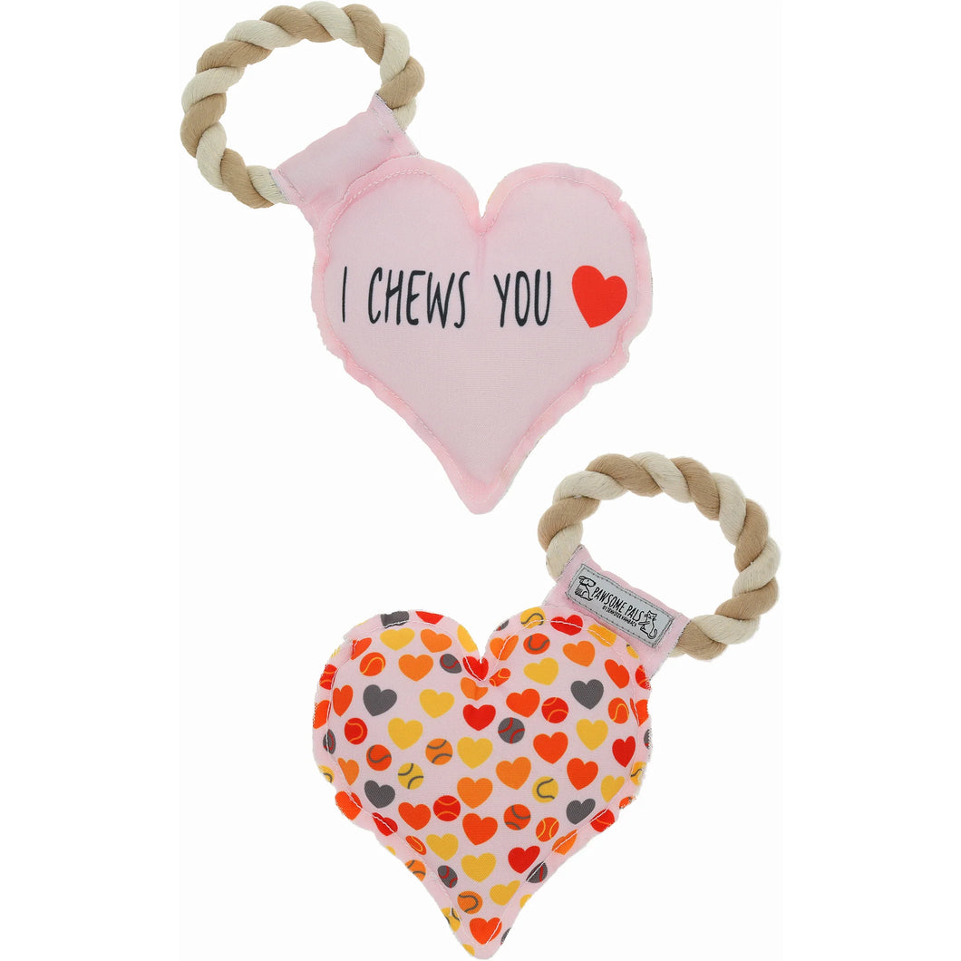 I CHEWS YOU CANVAS DOG TOY ON A ROPE
