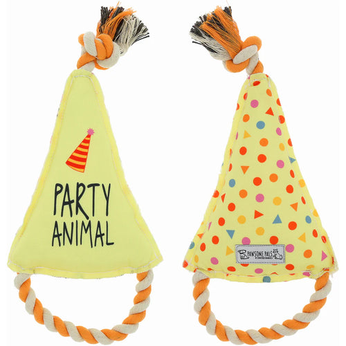 PARTY ANIMAL CANVAS DOG TOY ON A ROPE