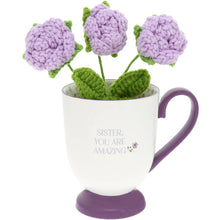 Load image into Gallery viewer, 13 oz Cup with Crocheted Flowers