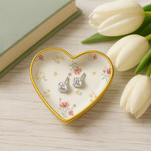 Load image into Gallery viewer, Trinket Dish &amp; 5mm Cubic Zirconia Stud Earring Set