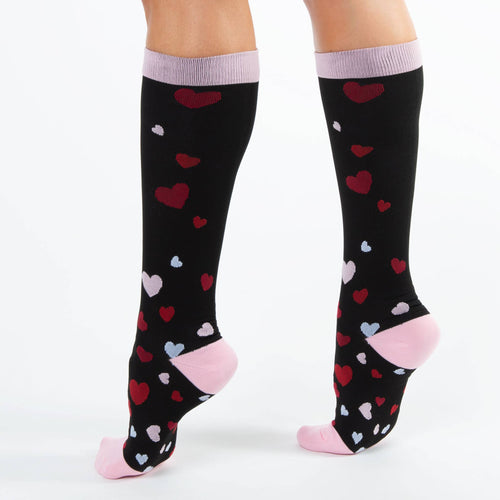 Scattered Hearts Valentine Knee High Compression Socks