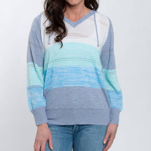 Load image into Gallery viewer, Avalon Crochet Ocean Color Block Hooded Pullover