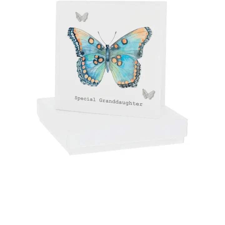 Granddaughter - 7mm Sterling Silver Butterfly Stud Earrings