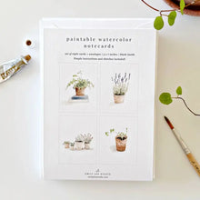 Load image into Gallery viewer, Potted Plants Paintable Watercolor Notecard Set