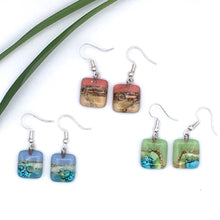 Load image into Gallery viewer, Small Square Glass Earrings