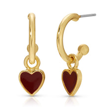 Load image into Gallery viewer, Hoops with Drop - Heart - HUGS