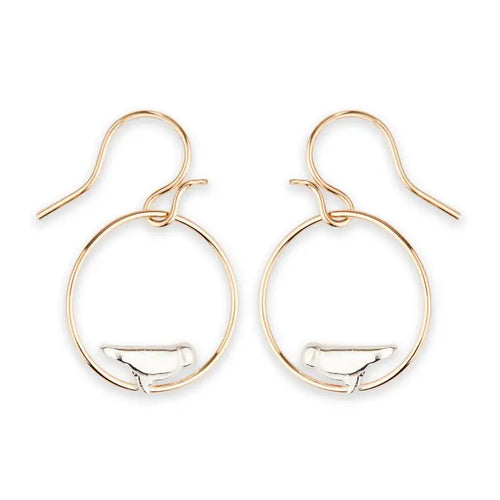 F64-mx Bird Perched On Wire Dangle Earring