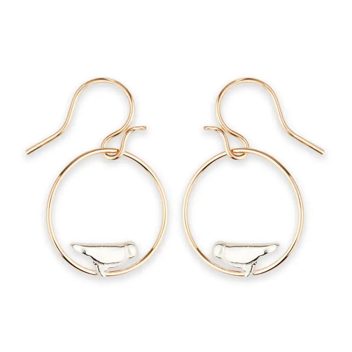 F64-mx Bird Perched On Wire Dangle Earring