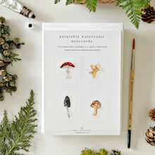 Load image into Gallery viewer, Mushrooms paintable watercolor notecard set