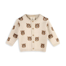 Load image into Gallery viewer, Brown Bear Jacquard Baby Cardigan Sweater (Organic Cotton)