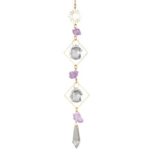Load image into Gallery viewer, SUN WITH AMETHYST DOUBLE TRIANGLE CRYSTAL SUNCATCHER