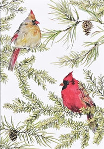 Cardinals in Evergreen Small Boxed Holiday Cards