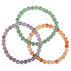 6mm Crystal Gemstone Stretch Bracelets