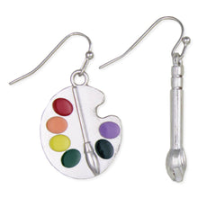 Load image into Gallery viewer, Artists Tool Brush &amp; Palette Silver Earrings