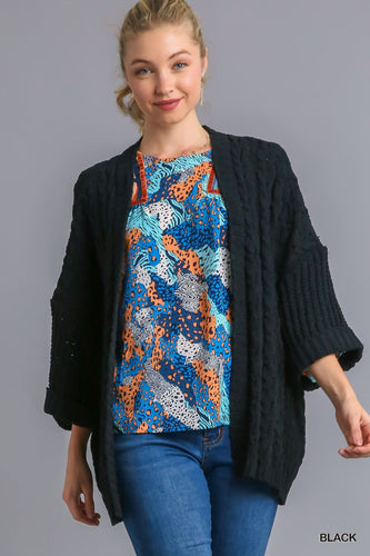 Umgee Open Cardigan Sweater Black