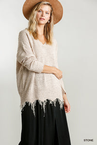Umgee Pull Over Knit Sweater Stone