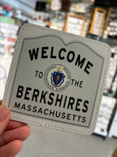 Load image into Gallery viewer, 4x4 Inch Leathette Coasters - Entering town sign