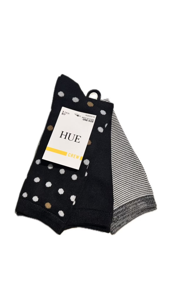 HueSuper Soft Crew Sock - 3 Pack - black dots