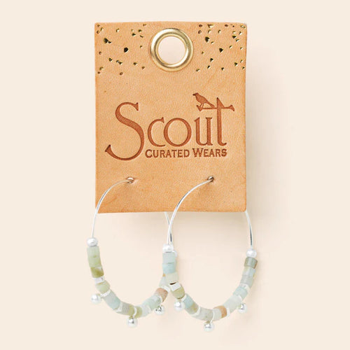 Stone Disc Hoop Earring