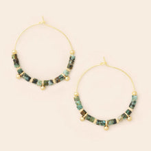 Load image into Gallery viewer, Stone Disc Hoop Earring