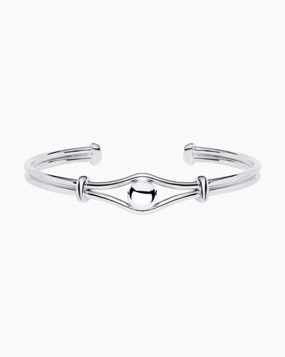 Evening Tide Sterling Silver Shank Bead Cuff Bracelet