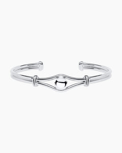 Evening Tide Sterling Silver Shank Bead Cuff Bracelet