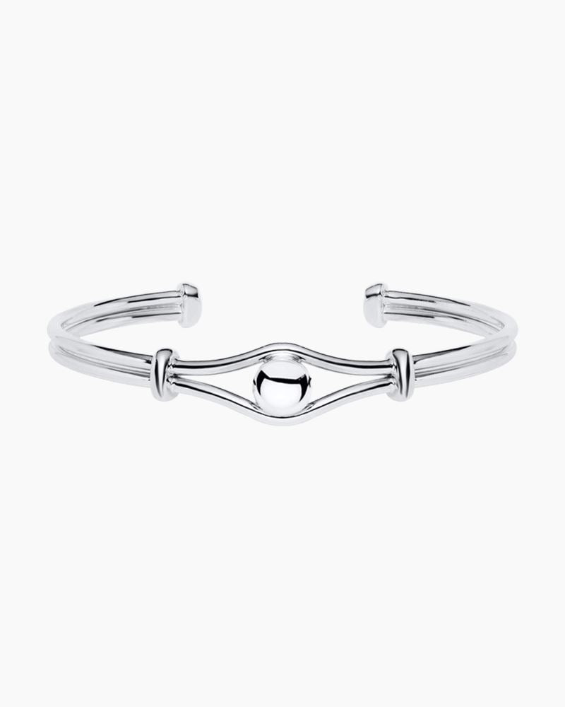 Evening Tide Sterling Silver Shank Bead Cuff Bracelet