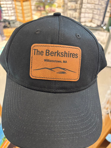 Black The Berkshires baseball Cap Hat with leatherette patch