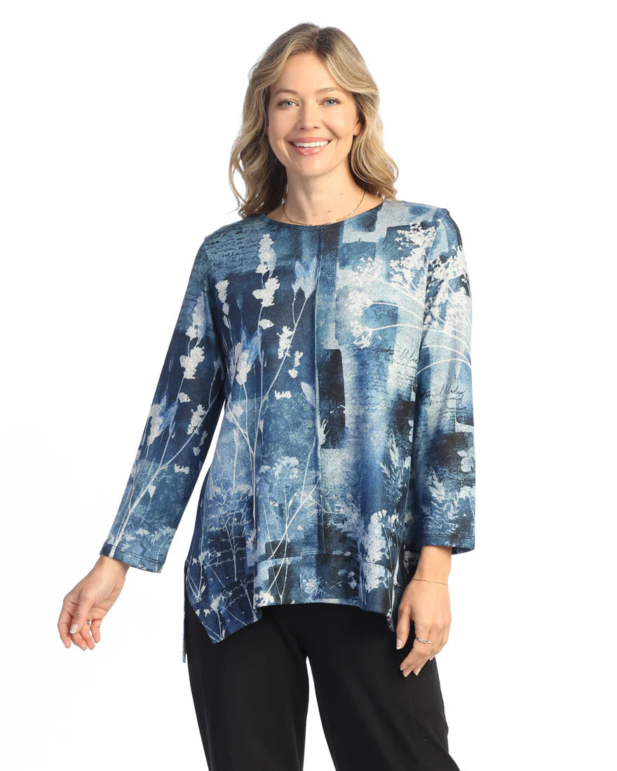 French Brushed Knit Side-Slit Top With Front Seam (Medium Weight)