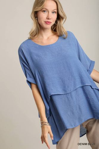 cuffed 1/2 sleeve layered tunic